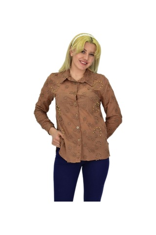 Kadın Brodeli Taşlı Bluz Bgl-st03720 001