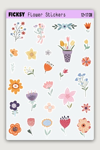 Çiçek Sticker Seti - 27 Adet Etiket Çıkartma Diğer Çiçek Sticker Seti - 27 Adet Etiket Çıkartma Diğer