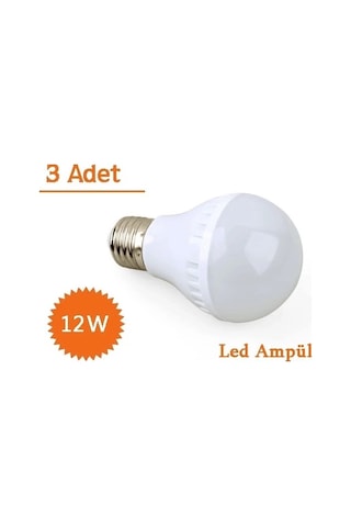 12w Enerji Tasarruflu Led Ampul 3 Adet Gün Işığı