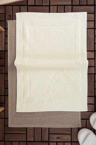 Leoline %100 Pamuk Premium 2'li Ayak Havlusu Kahverengi - Krem