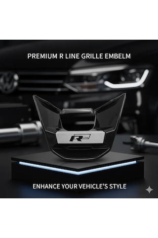 Siyah R-line Direksiyon Logosu Premium Kalite Siyah Renk -