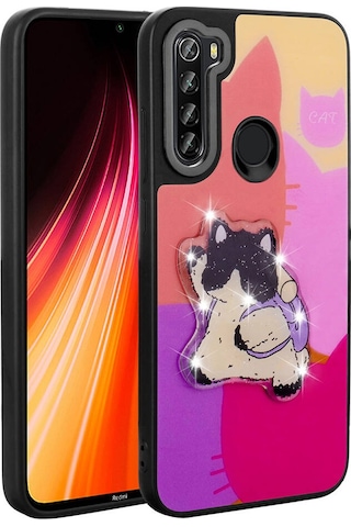 Xiaomi Redmi Note 8 İle Uyumlu Kılıf Parlayan Kabartmalı İkonik Figürlü Silikon Kapak