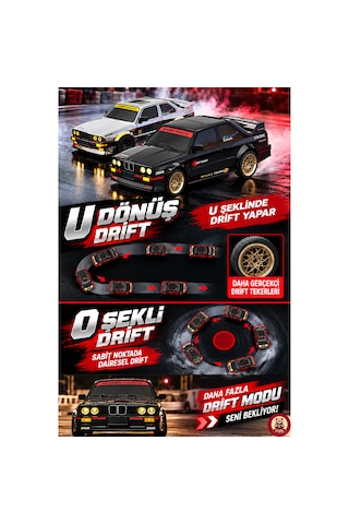 Oyuncak Uzaktan Kumandalı 50 Km/h Hızlı Drift Araba Esp Denge Sistemli 370 Motorlu Şarjlı Led Işıklı Rc Araba 27,5 Cm Siyah