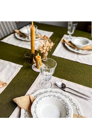 Wellstil Doku Organik Ham Keten Amerikan Servisi 8'li 35 x 45 Krem