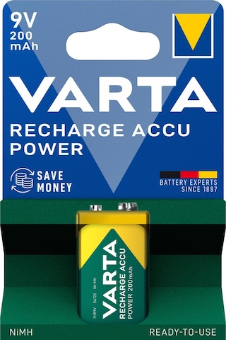 Varta Power Şarj Edilebilir 200Mah 9V Pil Tekli Paket Varta Power Şarj Edilebilir 200Mah 9V Pil Tekli Paket