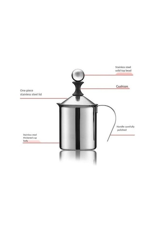 Soulader Manuel Süt Köpürtücü Sürahi 800 Ml, Paslanmaz Çelik French Press İle Evde Kolay Köpüklü Süt Hazırlama, Cappuccino Ve Latte Makinesi Yedek Ürünü Gümüş