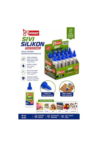 Sıvı Silikon Yapıştırıcı 50 Ml 3 Adet Mikro Silikon Yapıştırıcı Sıvı 50 Gr Plastik Cam Mermer Kağıt Karton Tahta Köpük