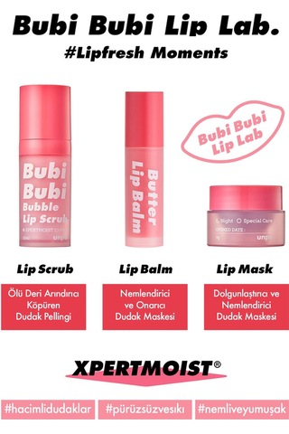 Unpa Pürüzsüz ve Yumuşak Dudaklar Köpüren Dudak Peelingi UNPA Bubi Bubi Lip Scrub