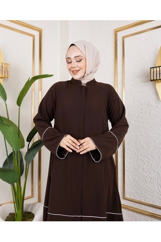 Kıl Biye Detaylı Abaya/ferace / Taba - F0145 Taba