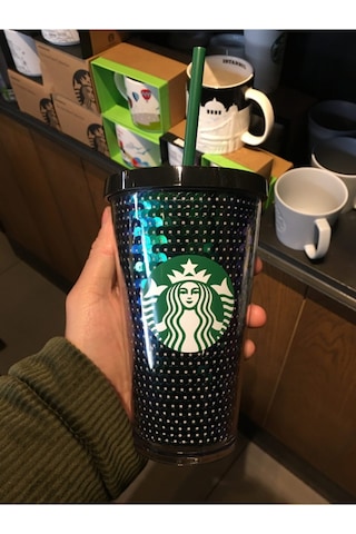 Starbucks Siyah Pullu Soğuk İçecek Bardağı 473 ML