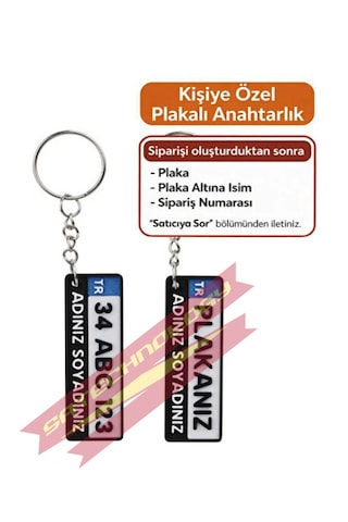 Kişiye Özel Plaka Anahtarlık Mavi