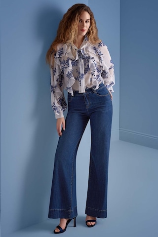 Uzun Kollu Çok Renkli Şifon Gömlek Çok Renkli