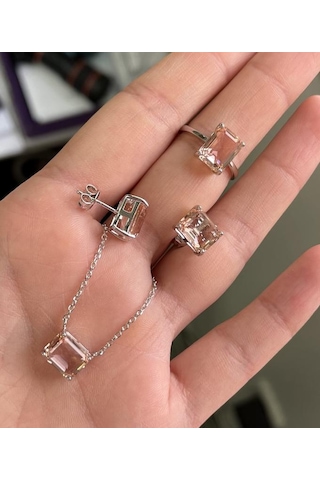 Silver Point Baget Taşlı Üçlü Set Gümüş