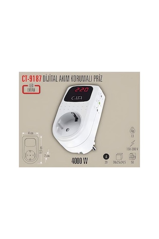 Cata Ct-9187 Kablosuz Göstergeli Akım Korumalı Priz Diğer