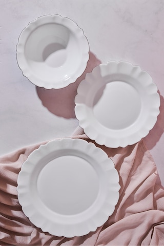 Sunflower Opal 18 Parça 6 Kişilik Yemek Takımı Beyaz Beyaz