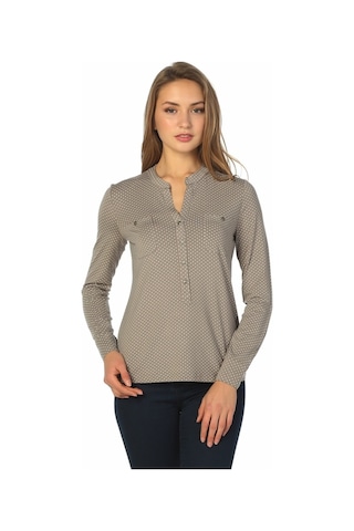 Bulalgiy Kadın Vizon Puantiyeli Bluz - Bga694800