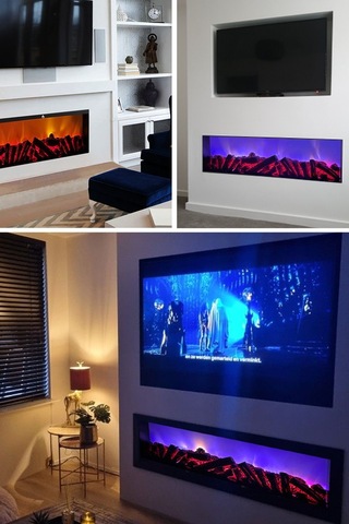 Arif Şömine Dekoratif Elektrikli Yapay Şömine - 160x40x15 Cm - Kumandalı, Bluetooth Özellikli