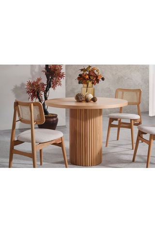 Odesa İskandinav Natural Ahşap Masa Sandalye Takımı 90x90 Natural