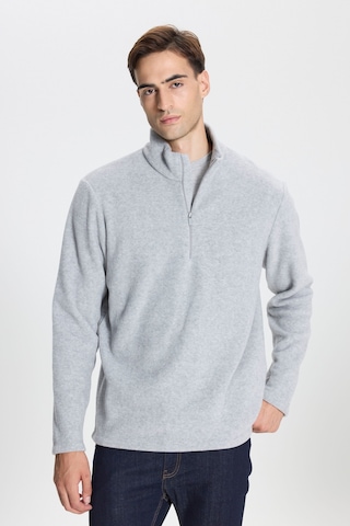 2'li Paket Standart Fit Bato Yaka Soğuk Geçirmez Sweatshirt Polar Gri Melanj - Siyah