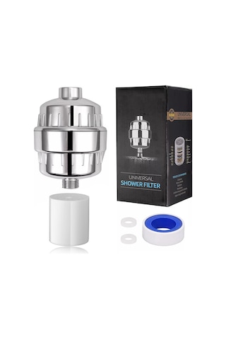 10 Aşamalı Banyo Su Filtresi Klor Ağır Metalleri Filtrelenmiş Duş Başlığı, 1 Filtre İle Kaldır Gümüş