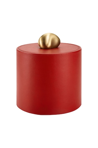 Tall Pebble Trinket Box, Kırmızı Deri Süs Kutusu