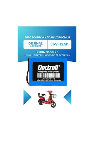 Kuba Ecobike Batarya Standart Kapasite Lifepo4 36v 12ah Elektrikli Motosiklet Bataryası