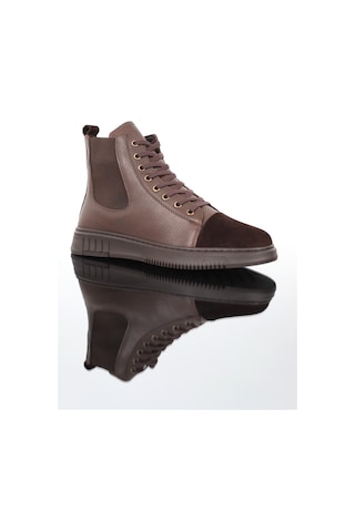 Konfores 1352 Anatomik Tabanlı Hakiki Deri Fermuarlı Erkek Spor B Kahverengi