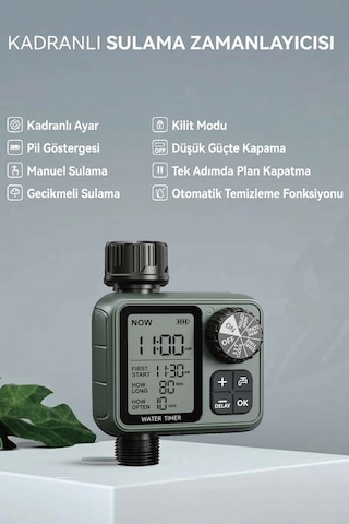 Dijital Ekranlı Otomatik Bahçe Sulama Zamanlayıcısı - Akıllı Sulama Sistemi Ipx5