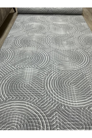 Arbese Gri Kaymaz Tabanlı Kesme Yolluk Kabartmalı Hol Koridor Mutfak Salon Halısı