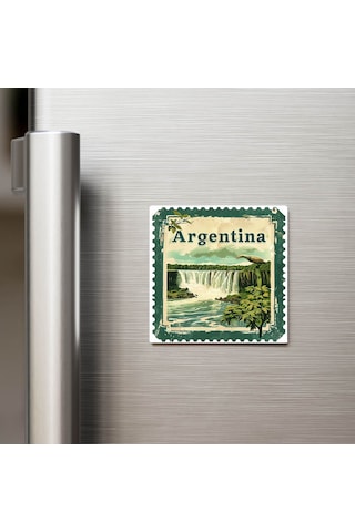 Arjantin Argentina - Posta Pulu Temalı Ülke - Baskılı Buzdolap Magneti Kare - 9x9 Cm