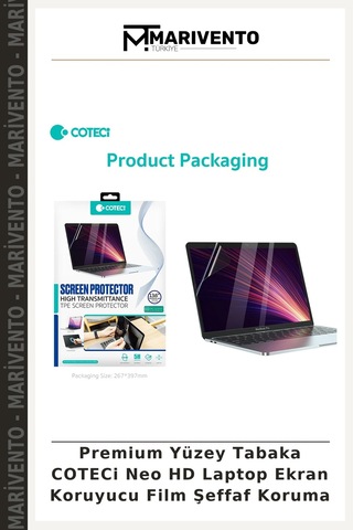 Premium Yüzey Tabaka Coteci Neo Hd Laptop Ekran Koruyucu Film Şeffaf Koruma