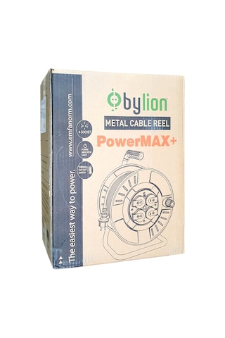 Bylion Mme-40325-f 3 x 2.5 Kablolu Metal Seyyar Kablo Makarası 40 M