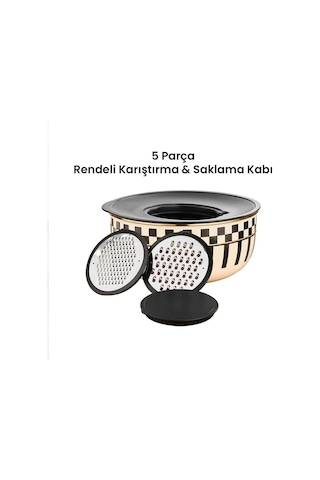 Prime Cream 5 Parça Rendeli Saklama Ve Karıştırma Kabı 24 Cm Krem