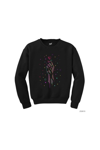Aşk Yıldızları Siyah Sweatshirt