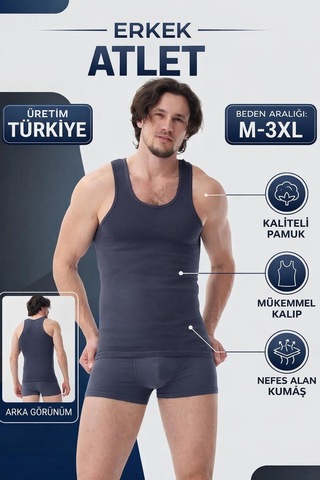 Mercan 6'lı Füme Modal Atlet - Rahat Kalıp, Ekonomik Kutu