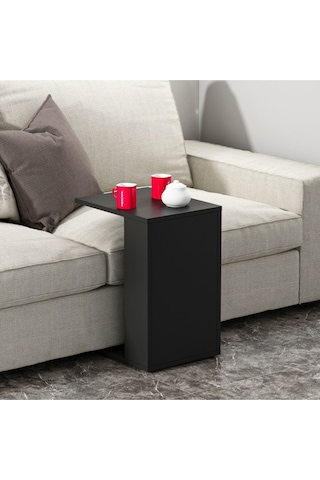 Bono Tekerlekli C Sehpa - Siyah Siyah