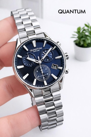 Quantum Sapphire Camlı İtalyan Bileklik Hediyeli 2 Yıl Garantili 10 Atm Erkek Kol Saati 1193.390 Gümüş