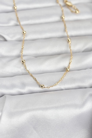 Cm 14k Gold Renk Burgu Ve Top Zincirli Model 60 Cm Kadın Kolye - Lisinya altın