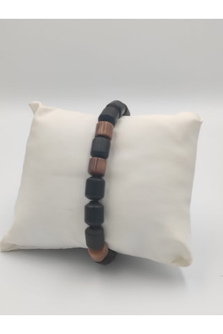 Kuka Ve Abanoz Ağacı Kombinli Ayarlanabilir Bileklik Siyah