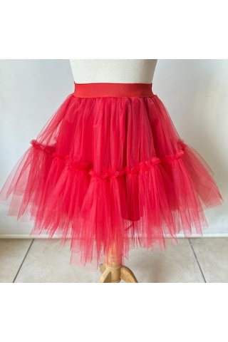 Gala Tütülü Kabarık Kız Çocuk Etek Kırmızı