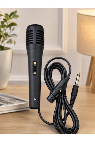 Kablolu Dinamik Mikrofon 6.3 Mm Jacklı El Mikrofonu 195 Cm Kablolu Karaoke Amfi Mikrofonu