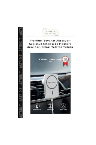 Premium Seyahat Aksesuarı Kablosuz Cihaz W11 Magsafe Araç Şarj Cihazı Telefon Tutucu