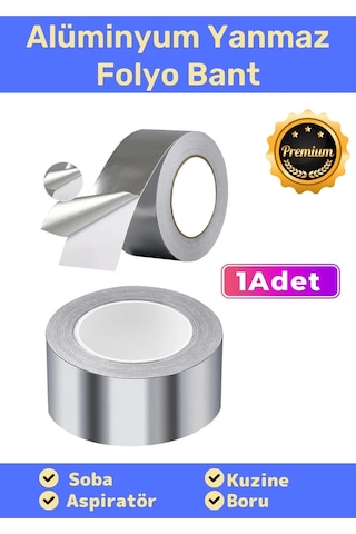 Özel Suya Sıcaklığa Dayanıklı Tamir Soba Boru Yama Alüminyum Yanmaz Folyo Bant 44mm 20mt - 1 Adet