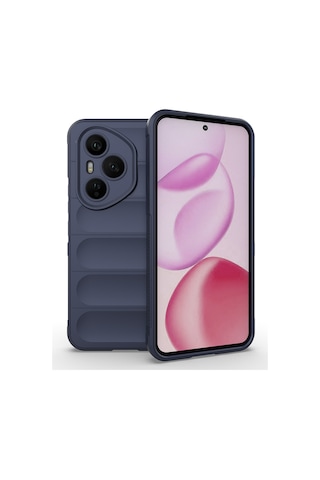 Honor 400 Pro Kılıf Esnek Tpu Oyuklu Arka Yüzey Tasarımlı Silikon Kapak Etnik Lacivert