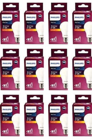 Philips Mycare LED 8W - 60W E27 2700K Sarı Işık ( 12'li Paket )