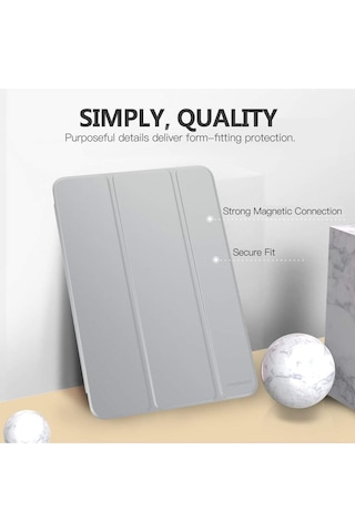 Apple Uyumlu iPad  5. 6. Nesil 2017 2018 9.7" Inc Kılıf Smart Cover Katlanabilir Standlı Akıllı Kapak Gri