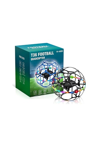 T36 Koruyucu Kafesli Futbol Dronu, 360 Çevirme Hareketleri, İrtifa Sabitleme Led Aydınlatmalı