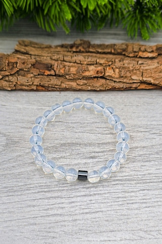 Opal Ay Taşı Bileklik Ve Tesbih Erkek Doğal Taş Set 8 Mm Bt037 Beyaz