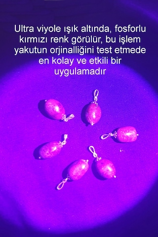 Doğal Yakut Taşı Kolye Ucu Gümüş Malzemeli 642-2 Koyu Pembe