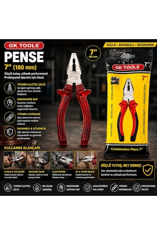 Saplı Pense 180 Mm 7" Kırmızı Şeffaf